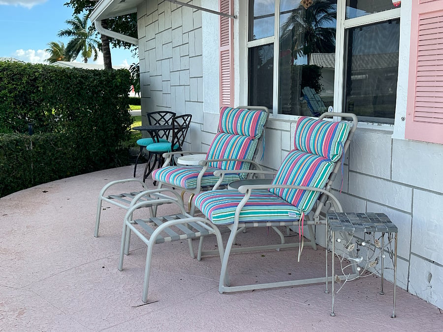 Patio seating, with shade or sun.