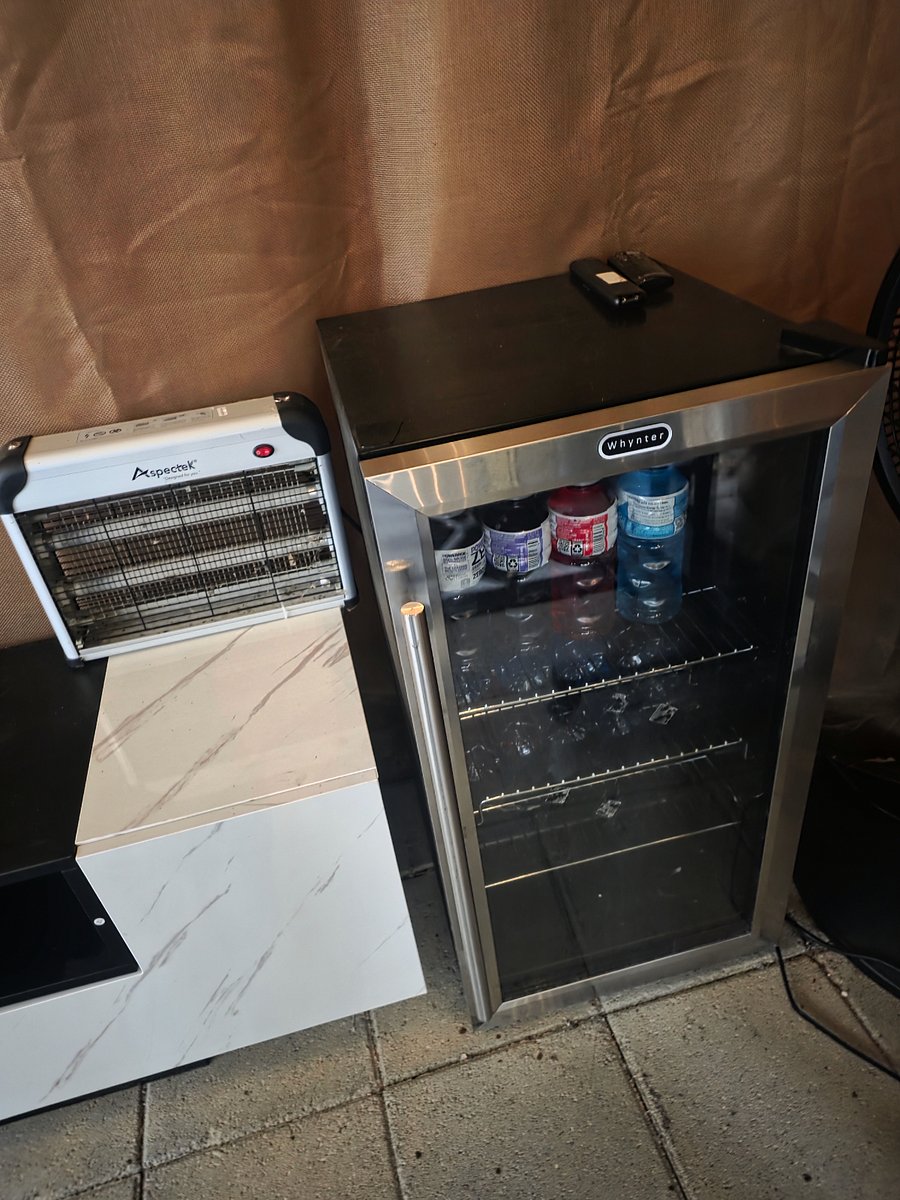 Mini refrigerator in gazebo