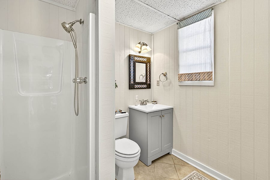 Downstairs Pool bathroom accessible from Lounge area