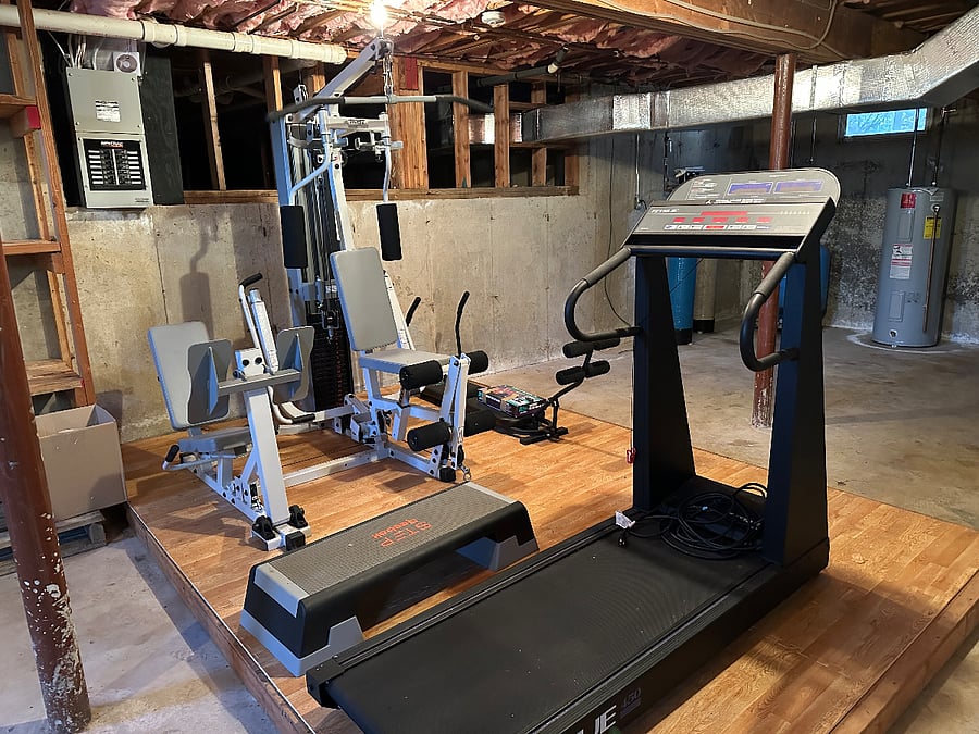 Exercise equipment in basement
