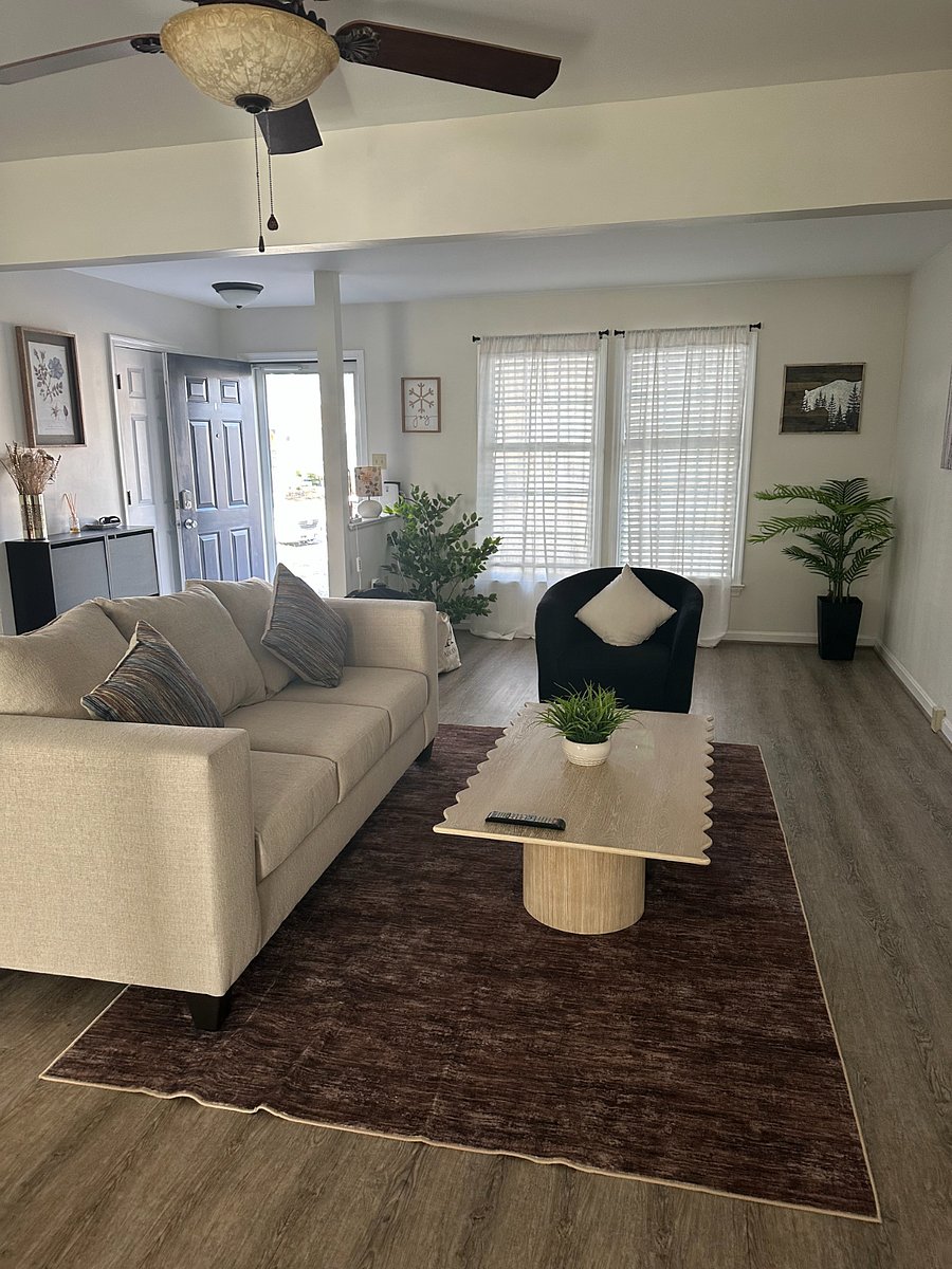 comfy couch and thought provoking coffee table!