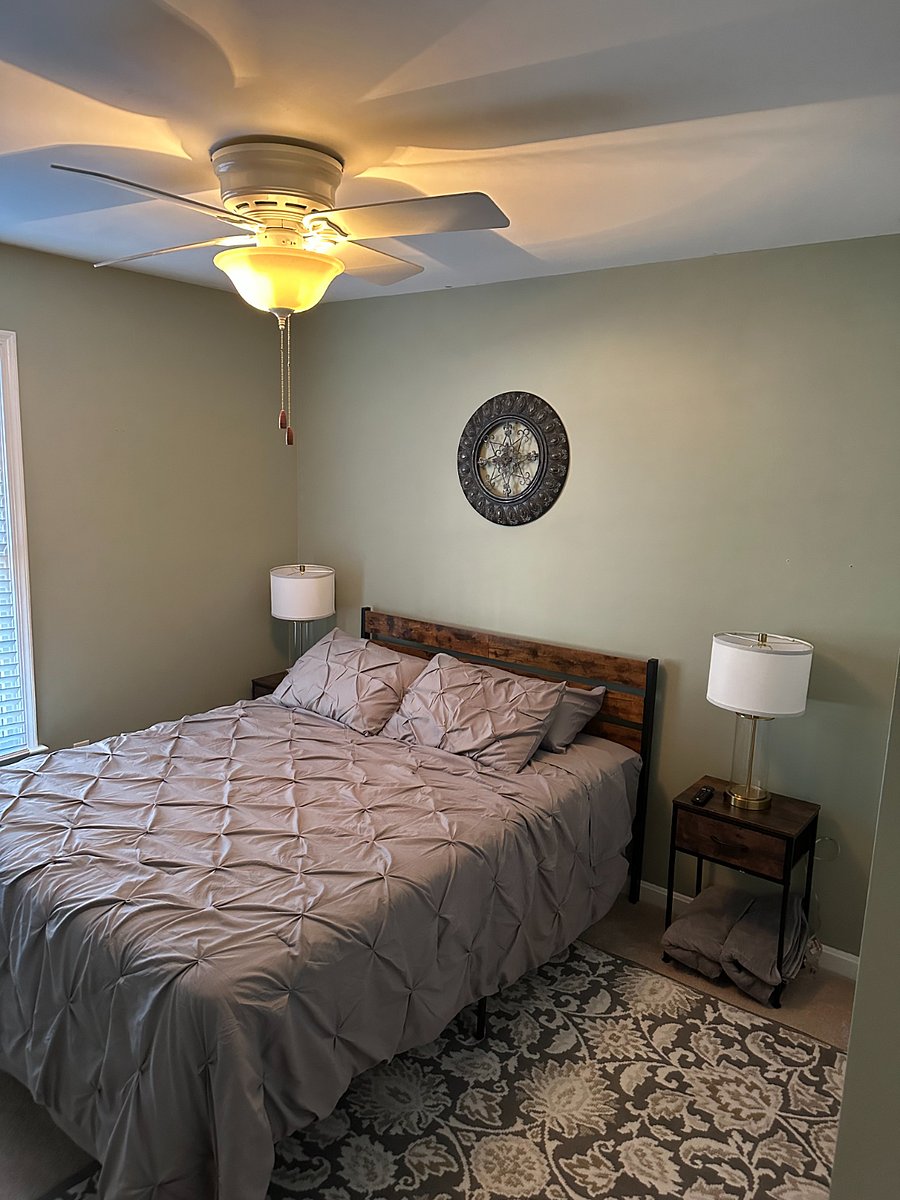 comfy bed in the 3rd upstairs bedroom with spacious closet