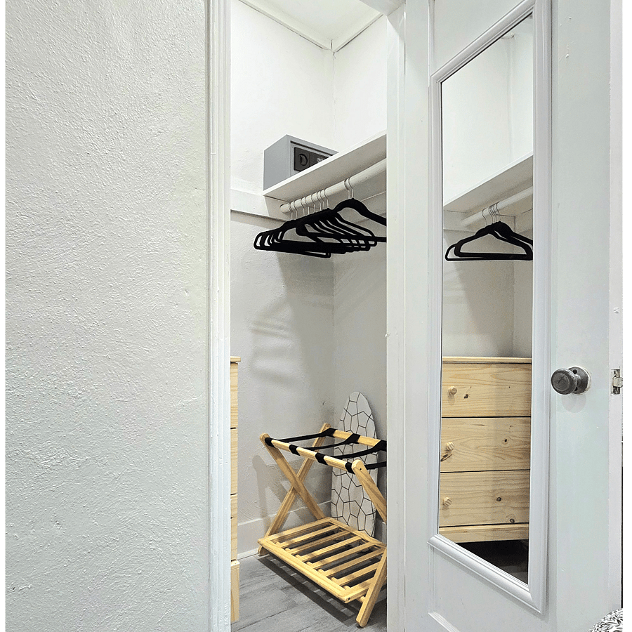 Closet, Full Body Mirror, Cabinet, Luggage Rack, Ironing Board, Hangers, & Safe
per room