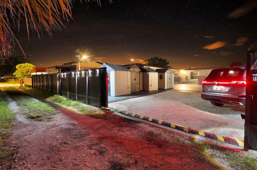 Sliding Gate Parking Entrance Night View from North to South