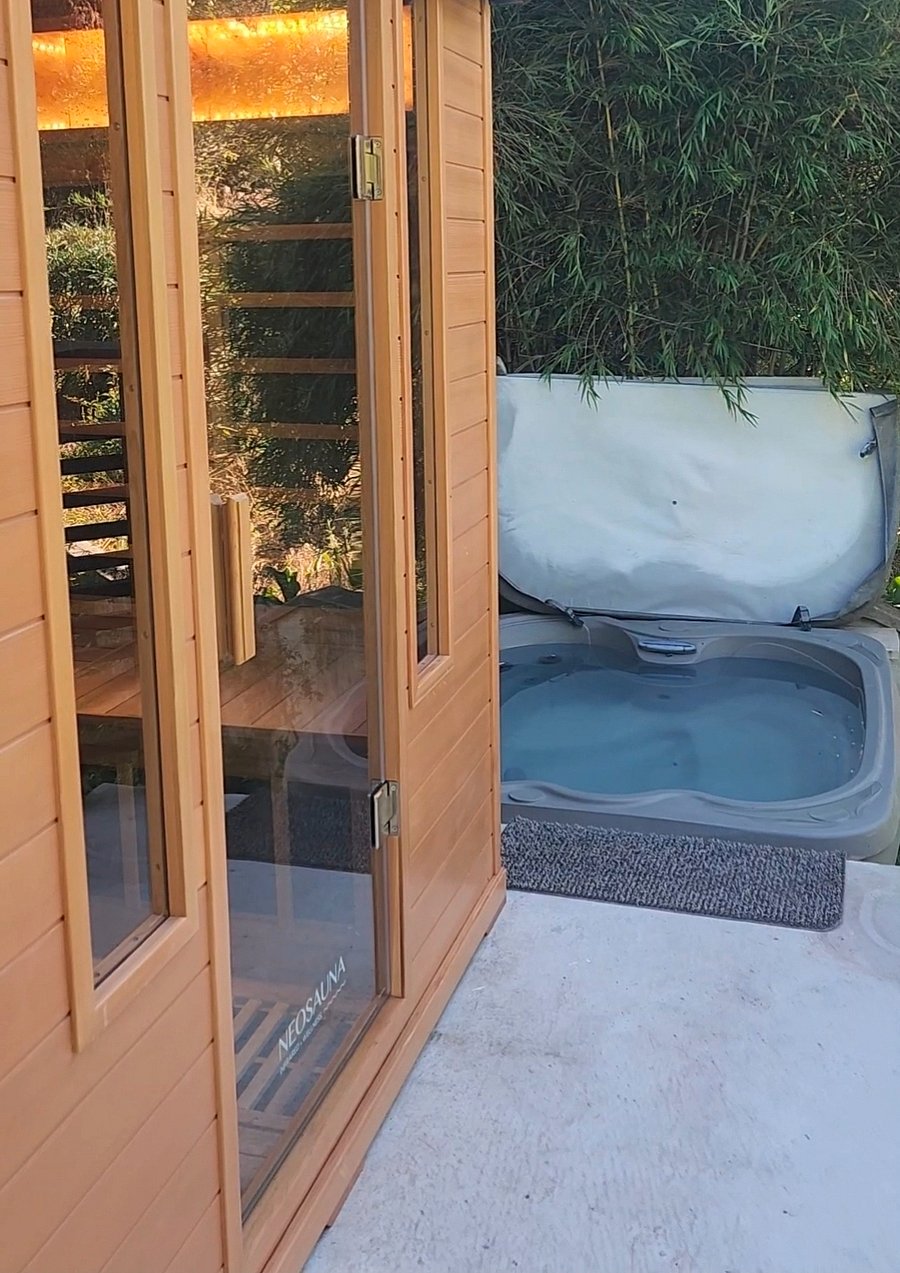 Infrared Sauna and cold plunge option.
