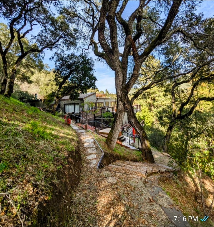Looking at home from private hiking trail.