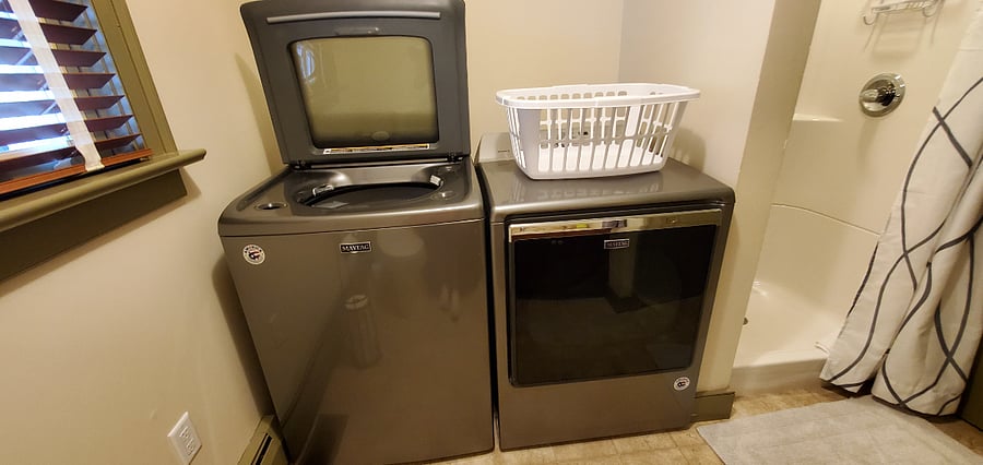 full size washer and dryer in 1st floor bathroom
