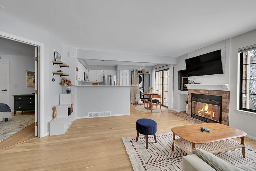Fireplace has an electric heater insert. Please consult if you would like to use as a wood-burning fireplace, as there may be additional fees