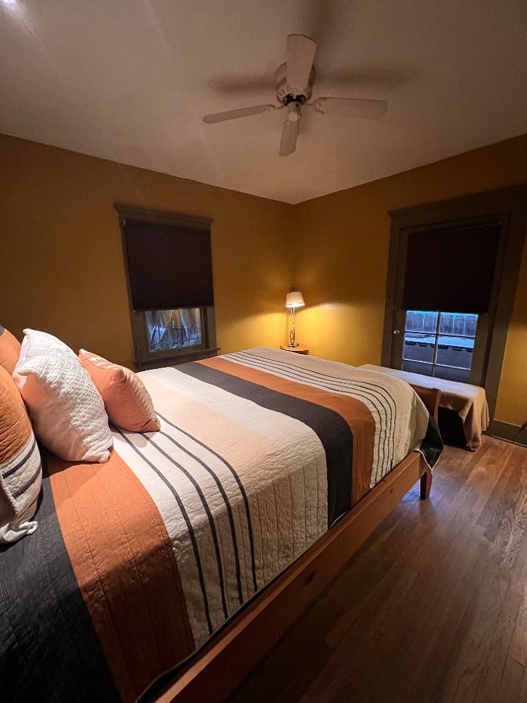 A peaceful bedroom setup with natural lighting