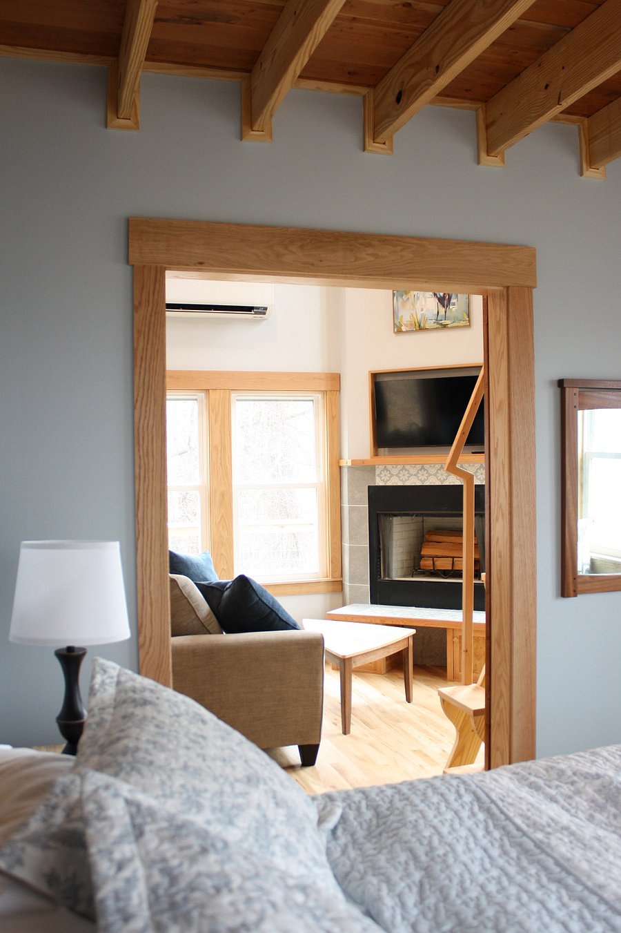 Fireplace, viewed from bed