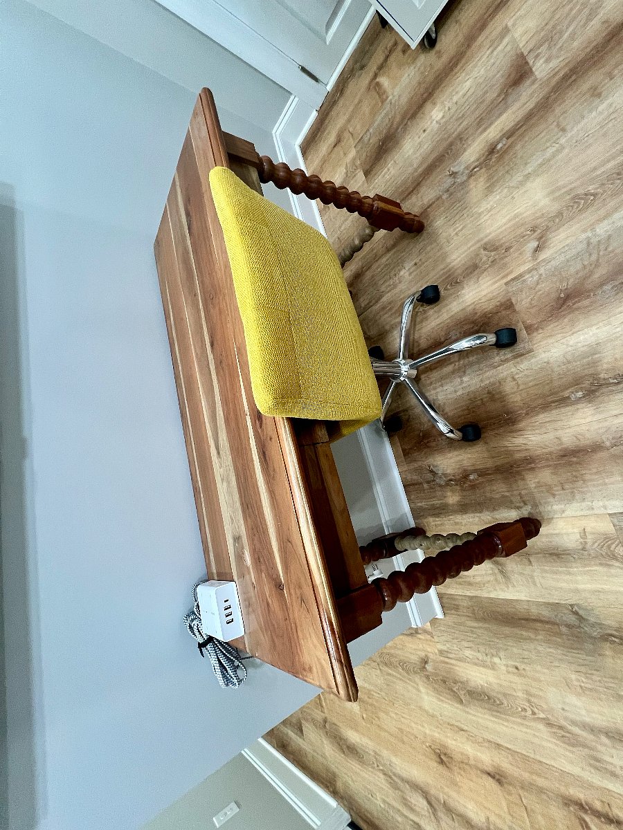 Work desk with built-in outlets and charging ports