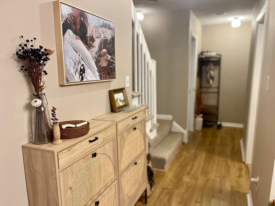 shoe cabinets, one for each suite