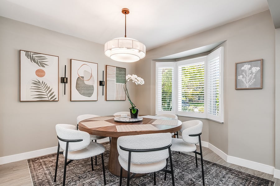 Large bright dining room off the kitchen for six