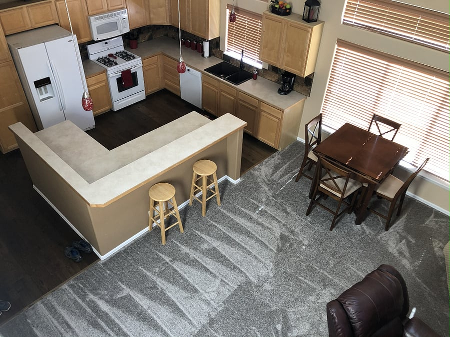 Kitchen view & eating area