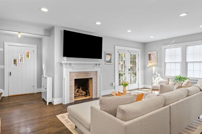Spacious bright living room set up