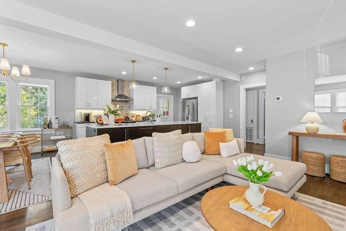 Open space concept bright living room