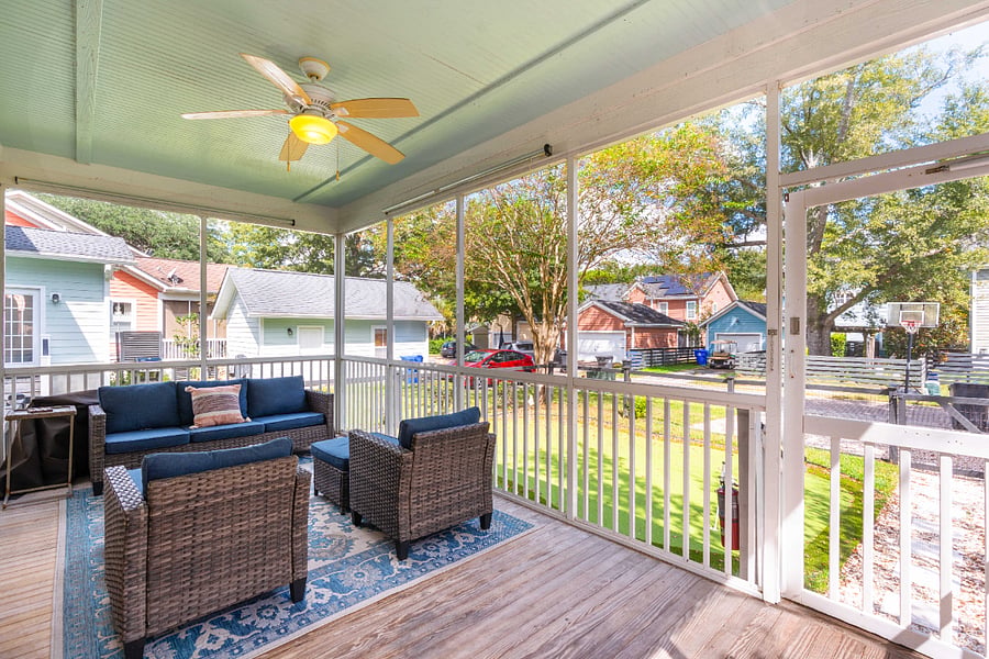 Screened porch overlooking the private putting green