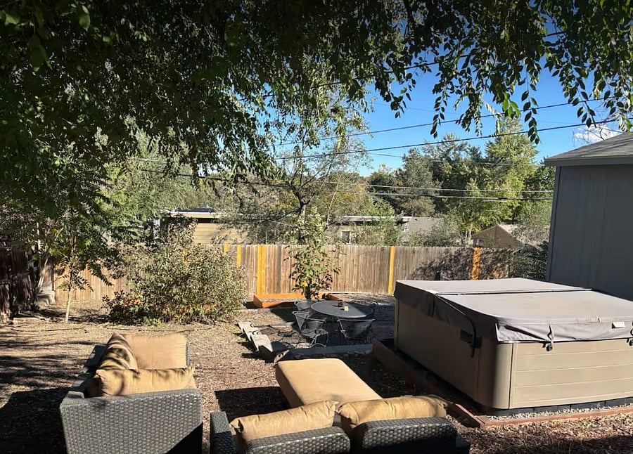 Back yard entirely fenced in.