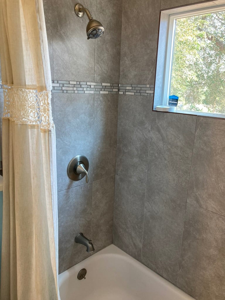 Full tub and shower.