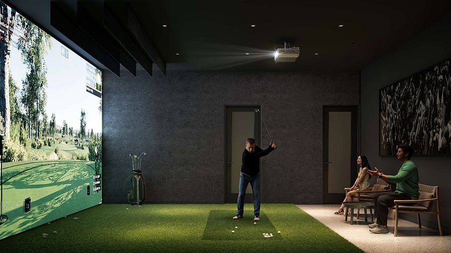 A state-of-the-art golf simulator designed for precision and play.
Practice your swing in a refined, immersive environment.
