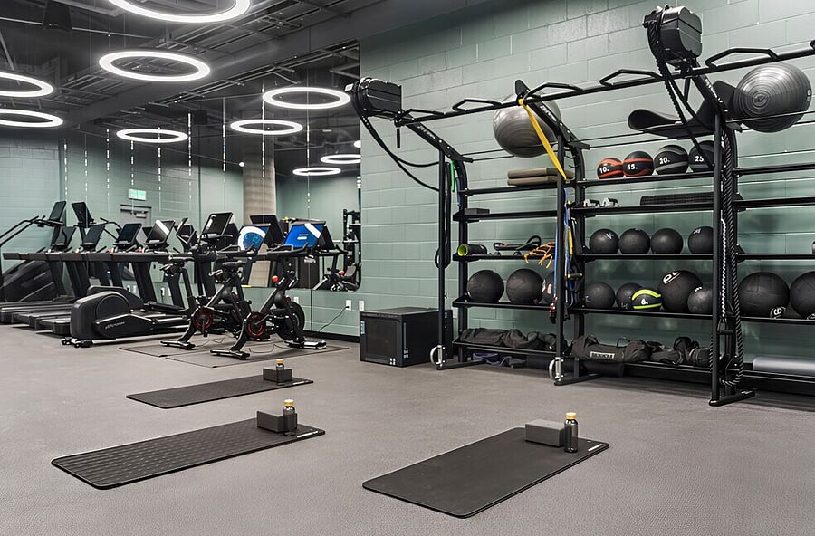 Thoughtfully designed for movement, motivation, and clarity.
Work out in comfort with everything you need at hand.