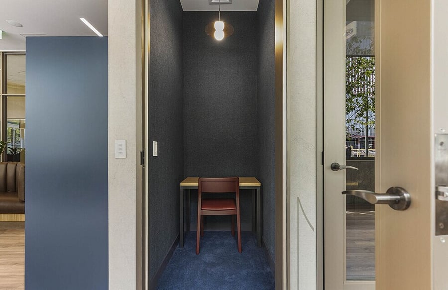 A calm, private, modern workspace designed for focus and productivity.
Settle in and work comfortably with everything you need close at hand.