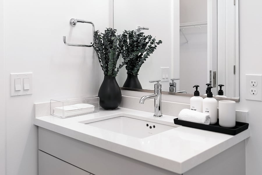 Crisp finishes and serene tones create a refreshing retreat.
Step into a bathroom crafted for comfort and indulgence.