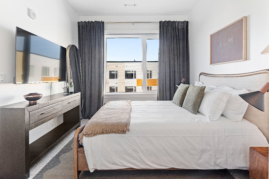 This chic bedroom blends designer style with a welcoming atmosphere.
Relax and recharge in privacy and comfort.