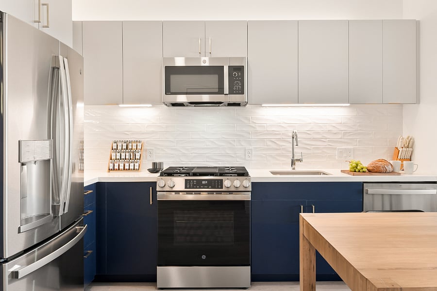 This sleek kitchen features high-end appliances and plenty of storage.
A beautiful space for preparing your favorite dishes.