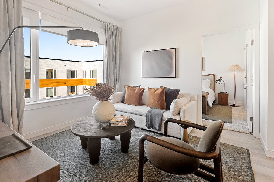 Modern furnishings and warm ambiance define this inviting lounge.
Unwind with a good book or stream your favorite show.