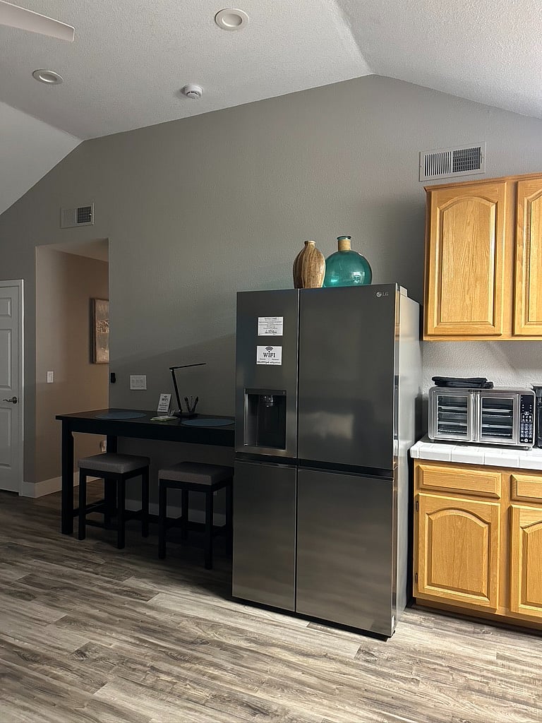 Full size fridge and table/work space
