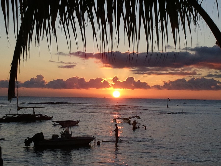 Sunsets over the ocean in nearby Waikiki.