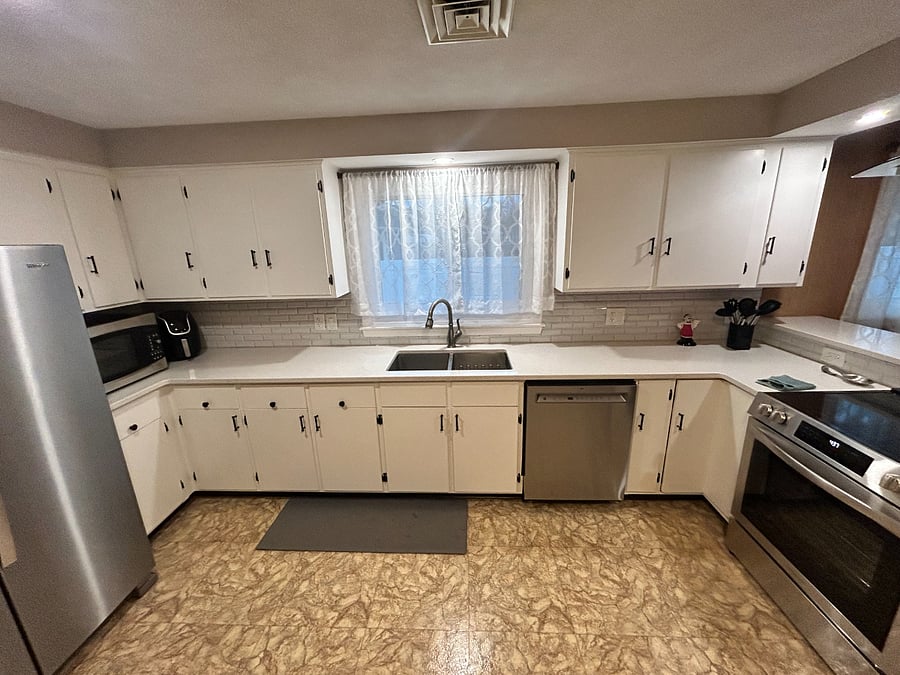 Full kitchen with all new appliances. Dishwasher electric range and refrigerator 