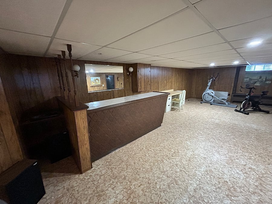 Large basement with some exercise equipment