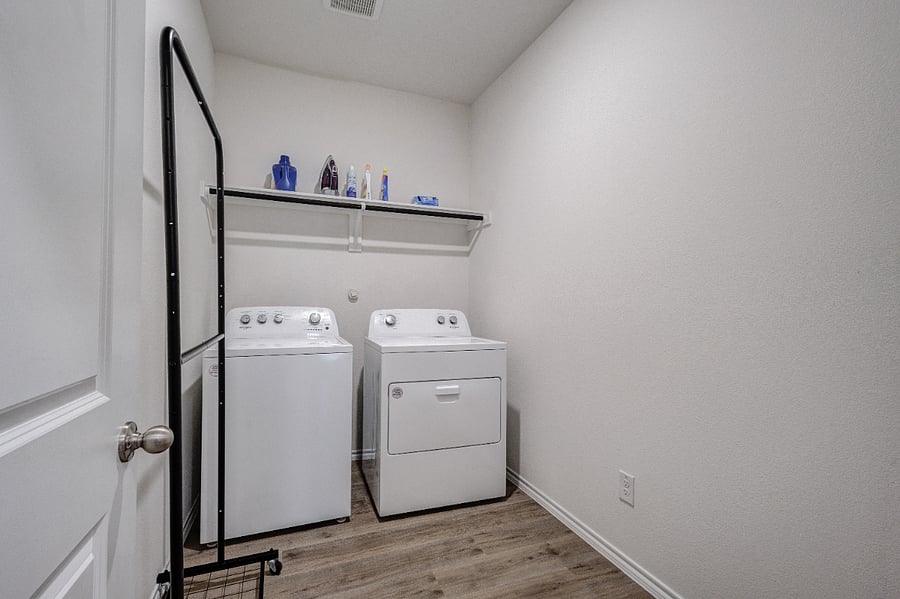 In-unit washer and dryer available for tenant use, no laundromat needed.