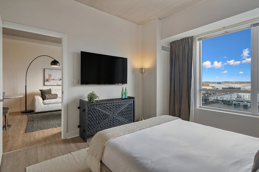 Soft textures, warm tones, and a sense of quiet luxury.
This bedroom invites you to unwind and recharge.