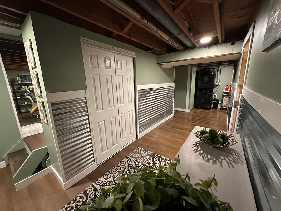 Downstairs Enterance and laundry area with coat closet
