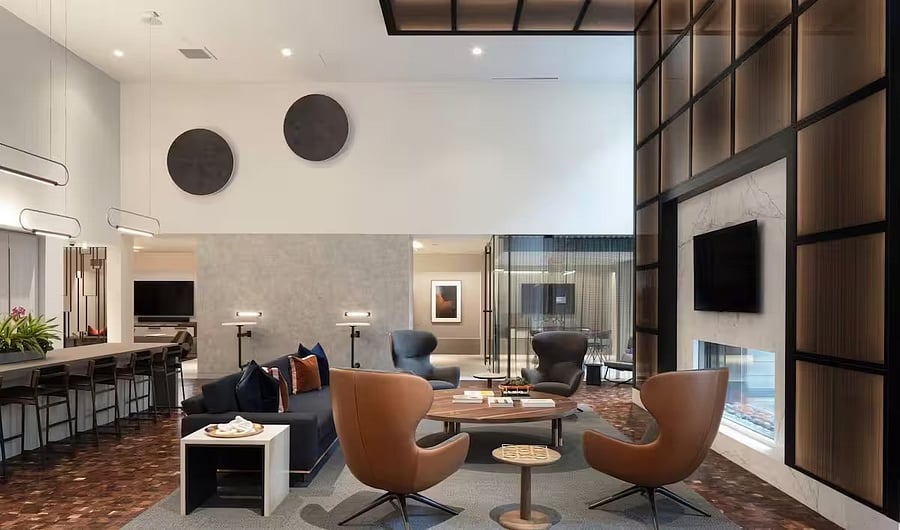 A beautifully curated lounge that blends comfort with modern elegance.
Settle into a space designed for quiet moments and warm gatherings.