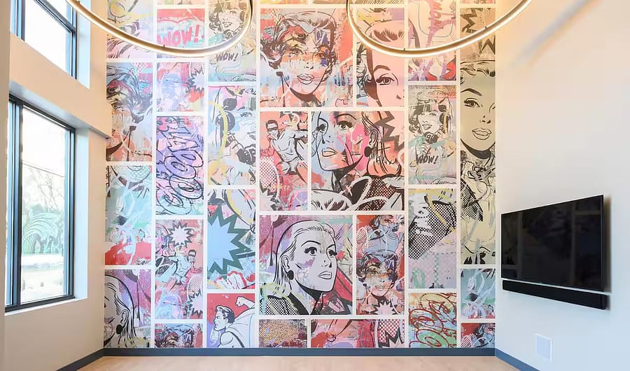 Stylish mural in shared space.