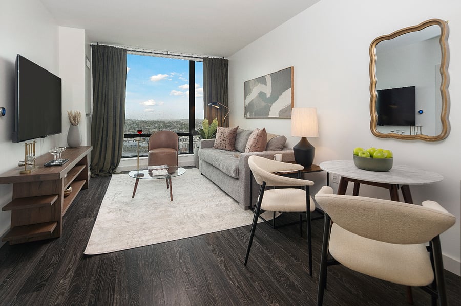 Where luxury feels natural and relaxation comes easy.
A living room designed to elevate every moment of your stay.
