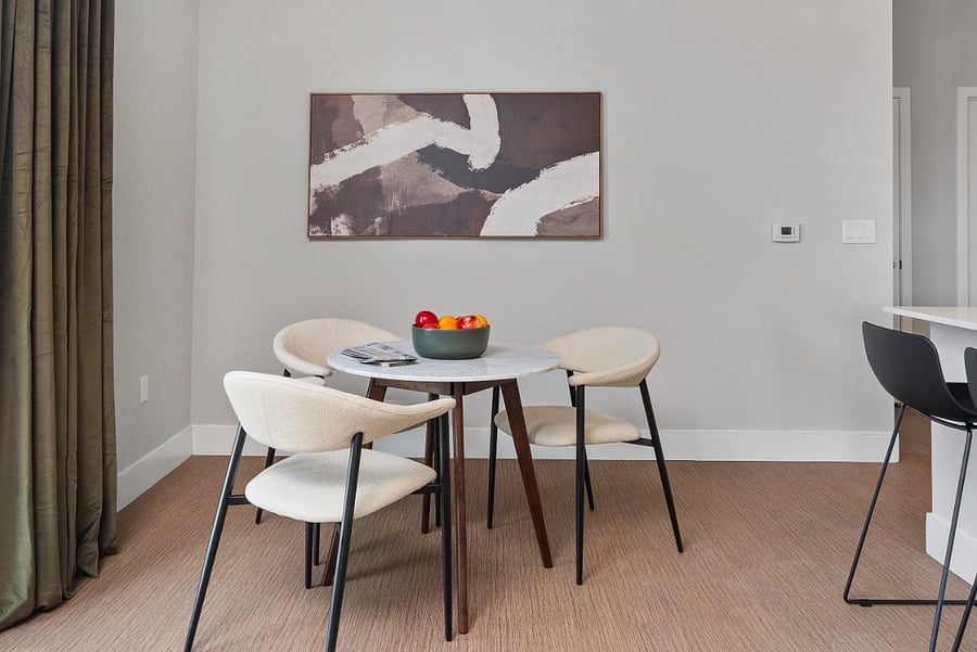 Cozy dining seating in your apartment.