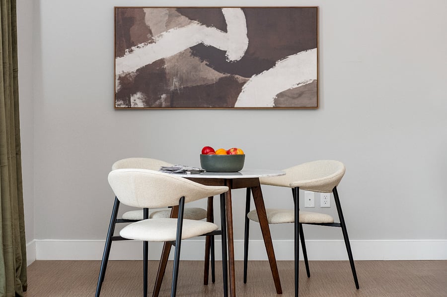 Stylish and clean dining setup for enjoying your meals together.
