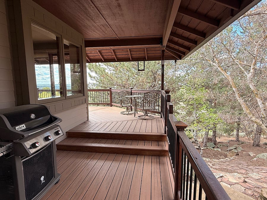 Wraparound deck: Weber gas grill ready when you are ready to grill!