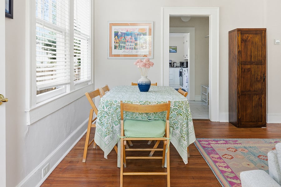 View from main area toward kitchen