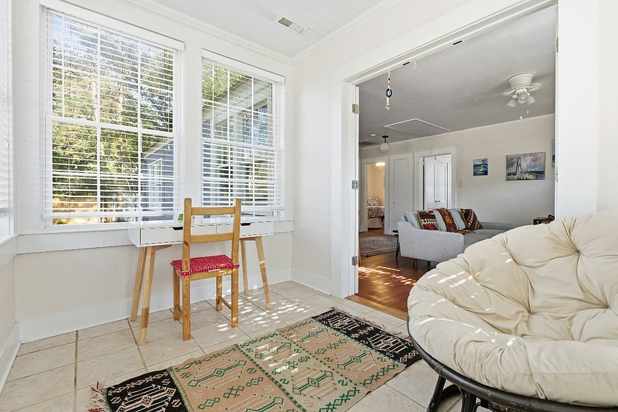 Working desk and reading chair in Sun Room
