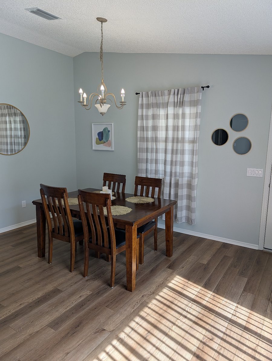 Open concept area (table expands)