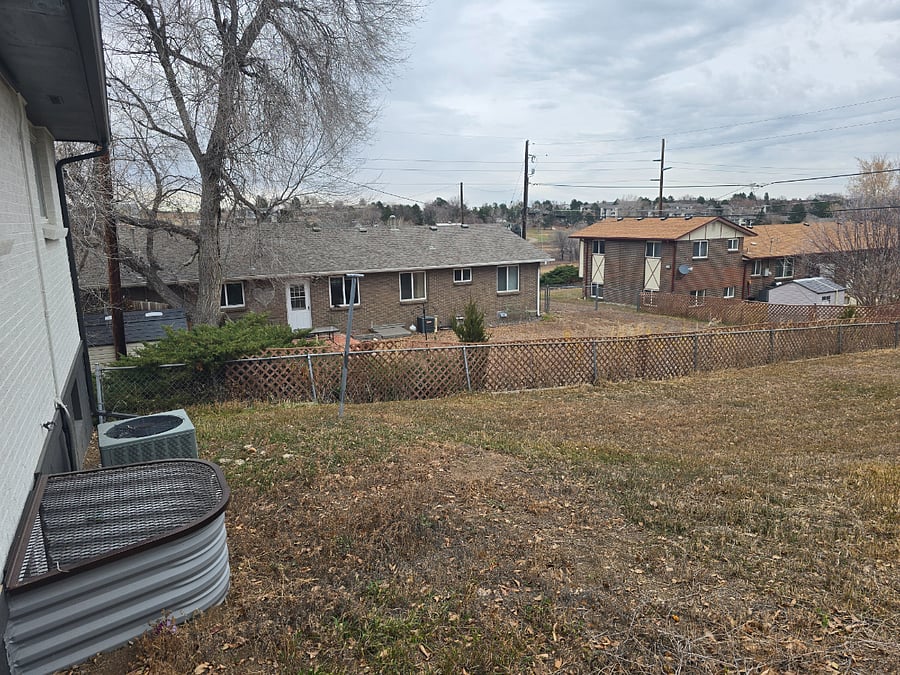 Fenced backyard. 