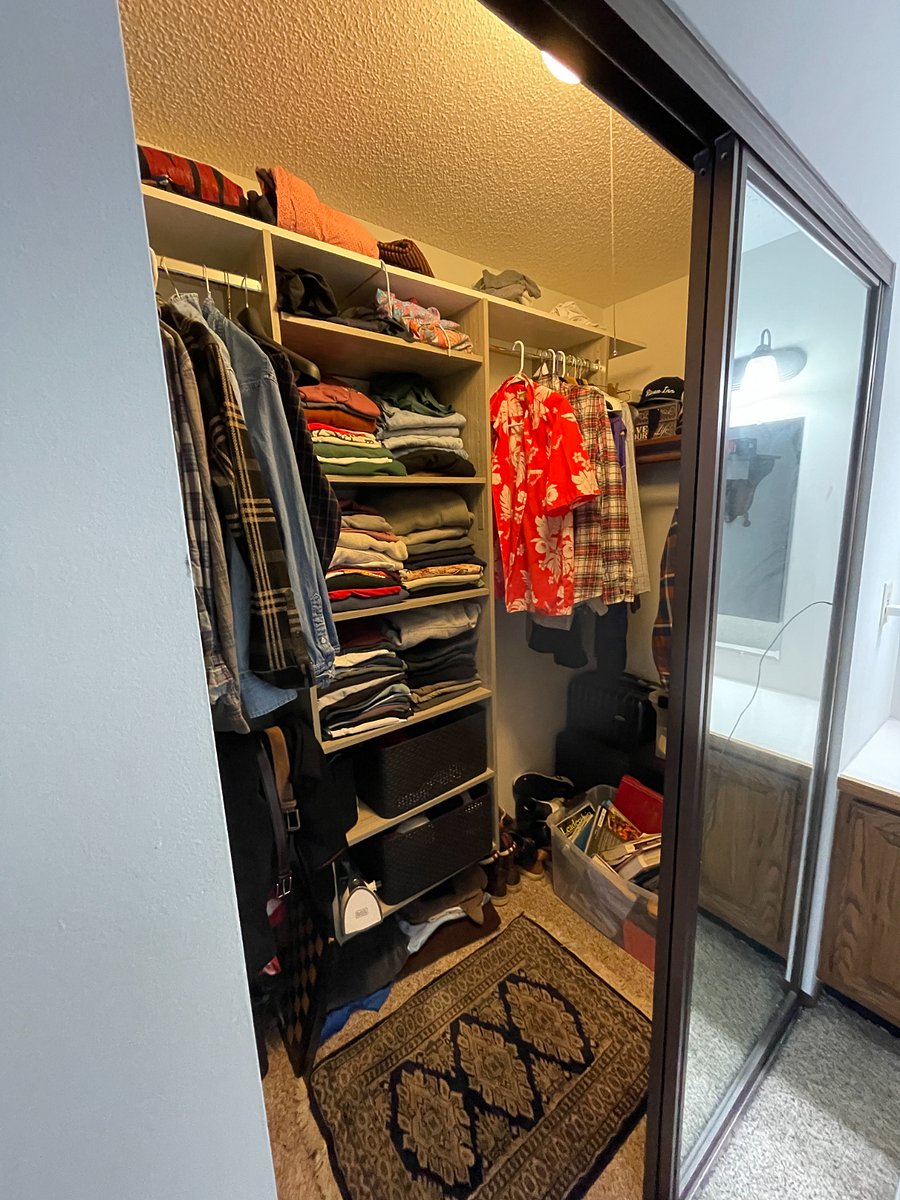 I will have my stuff out of the closets so you can store you own belongings.