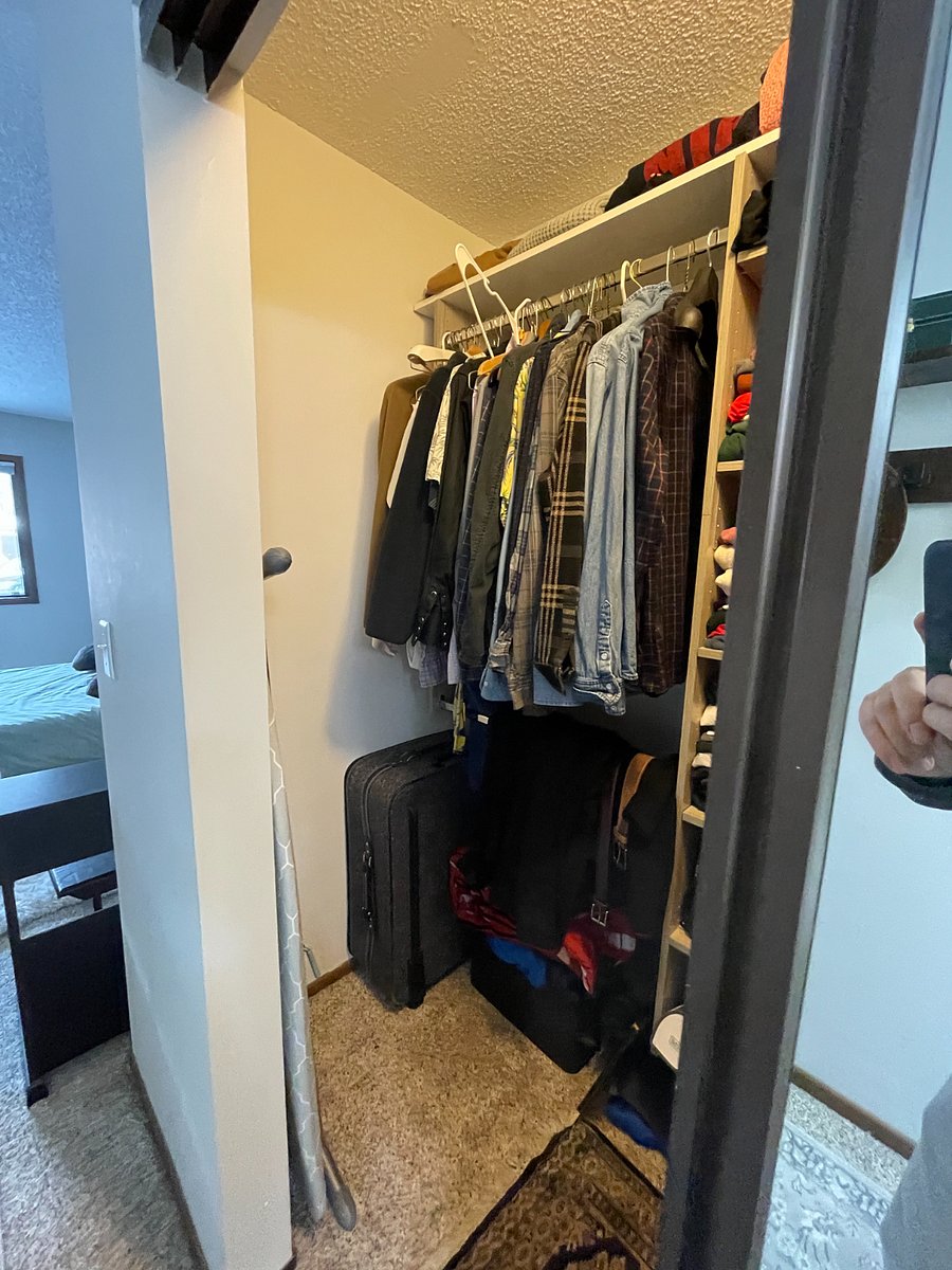 I will have my stuff out of the closets so you can store you own belongings.