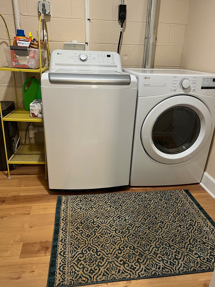 Shared LG washer and dryer. Same level as apartment.